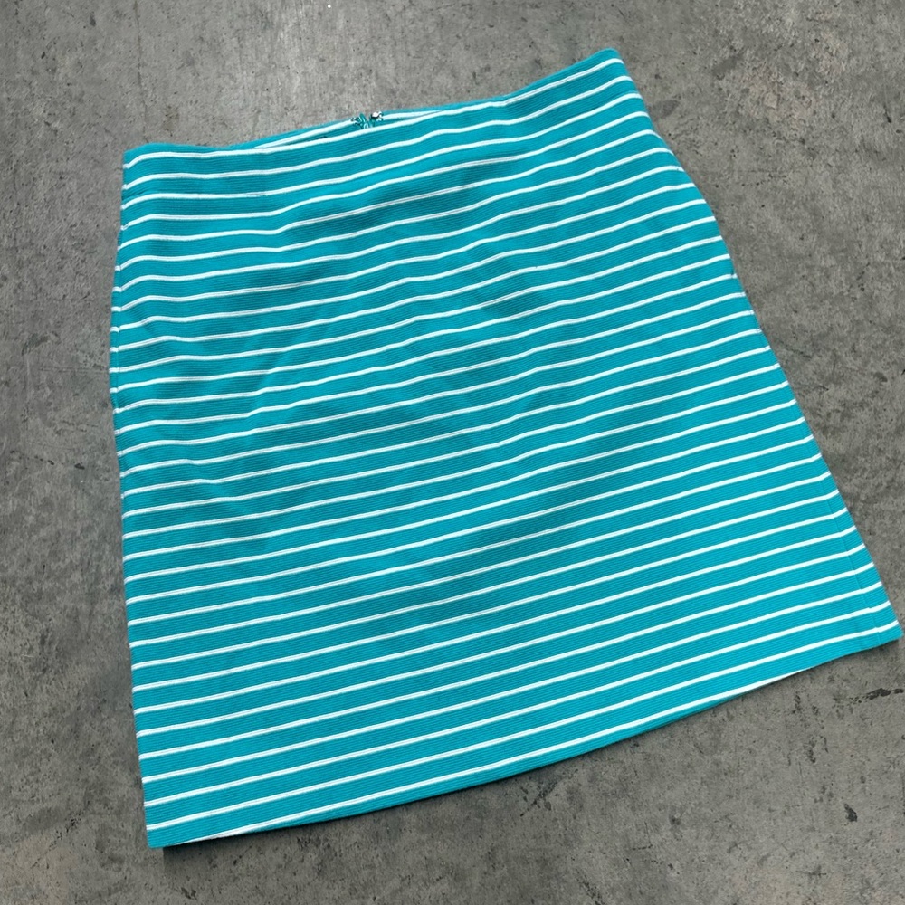 TALBOTS Striped Skirt Turquoise White Size 8